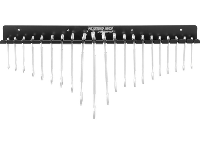 Extreme Max - Wallmount Aluminum Wrench Tool Rack For Race Trailer Garage Shop Workshop Toy Hauler Black - 5001.6687