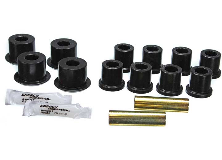 Energy Suspension - Rear Leaf Spring Bushing Set W/frame Shackle Setblkperformance Polyurethane - 8.2103G