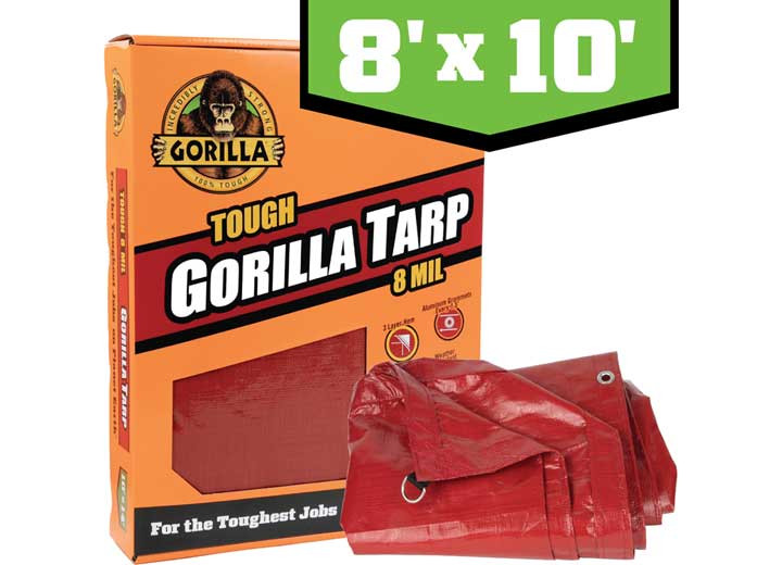 Erickson - 8ft X 10ft Tough 8 Mil 12x12 Weave Dark Red Gorilla Tarp In A Pdq - 97031