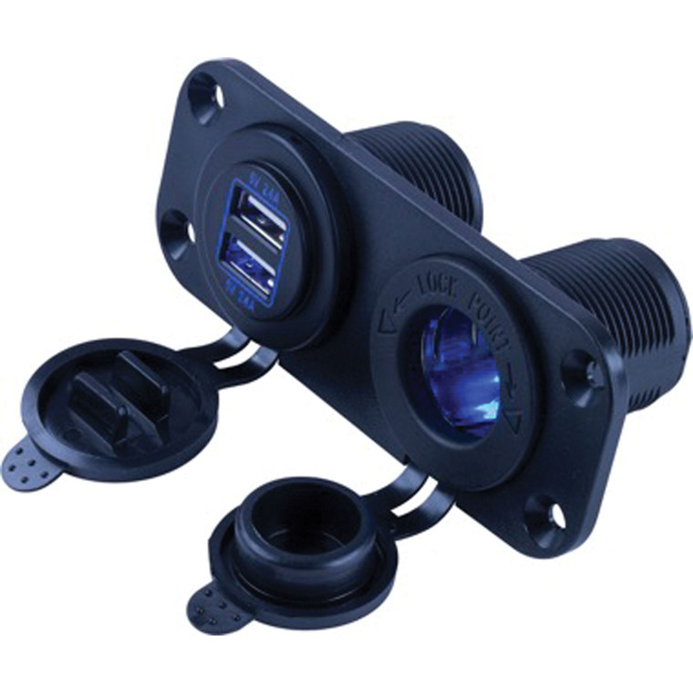 Sea Dog - Double Usb And Power Socket Panel - 426505-1