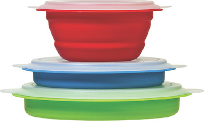Progressive - Collapsible Storage Bowlset Of3plastic Tealgreen& Red(12cs) - CB-20