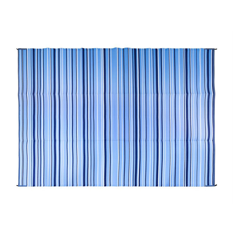 Camco - Outdoor Mat  9ft X 12ft Stripe Dk.blue/lt.blue/white (e/f) - 42865