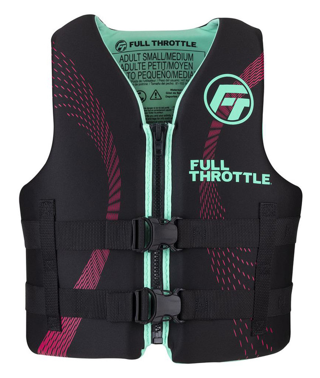 Onyx - Full Throttle Life Vest Rapiddry Adult S/m Aqua - 142100-505-030-22