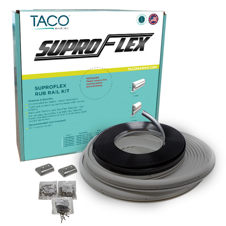 Taco Metals - Suproflex Rub Rail Kit80ft X 2in X 29/32in Gray - V11-9990GRD80-2