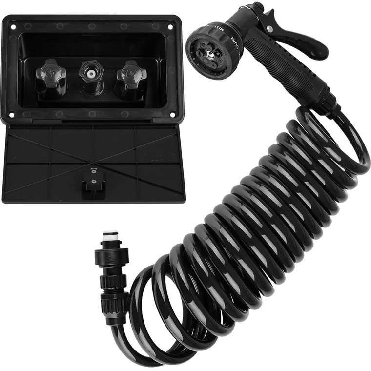 Dura Faucet - Rv Exterior Quick Connect Spray Box Kitblack - DF-SA189-BK