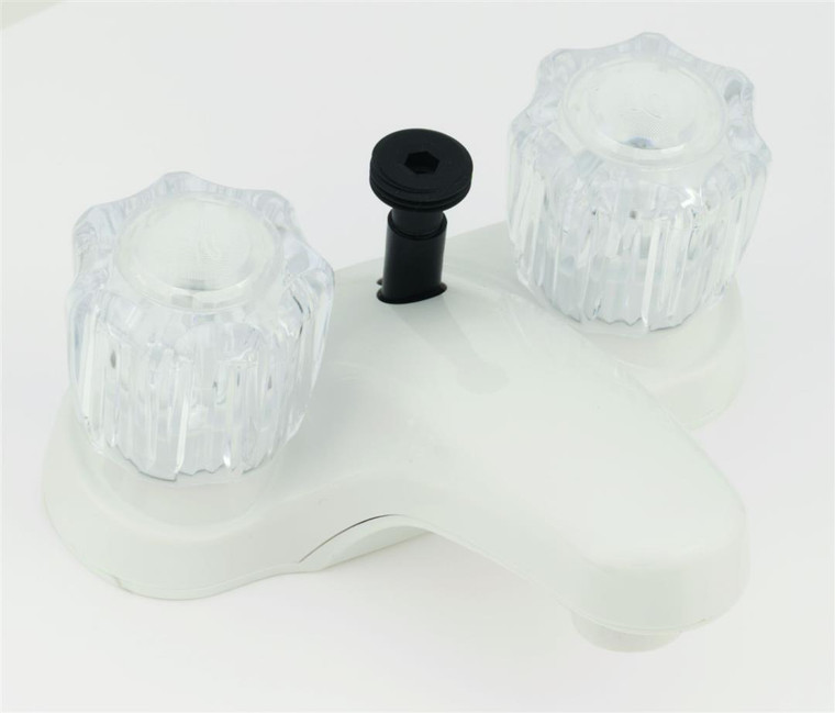 American Brass - 4in Lav Div W/ Cry Hdls Wht - U-YJW73W-E