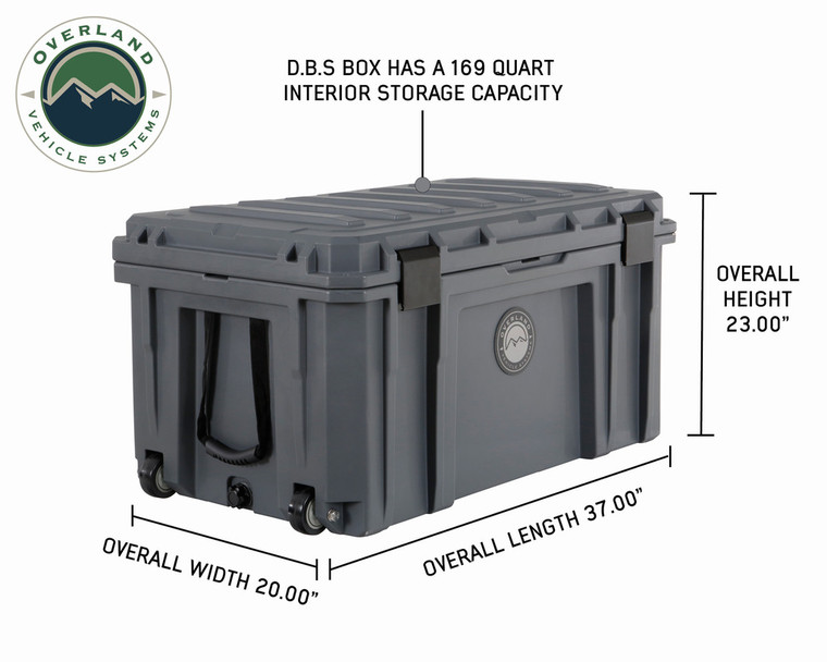 Overland Vehicle Systems - D.b.s.   Dark Grey 169 Qt Dry Box W/wheels Drain And Bottle Opener - 40100031