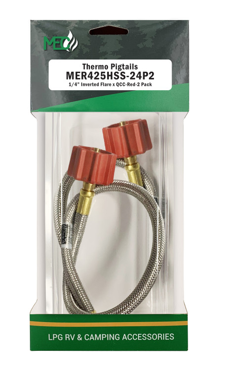 Marshall Excelsior - High Flow Thermo Pigtail 1/4ininv Flare X Qcc Red Stainless Steel 24in Oal Pkgd - MER425HSS-24P2
