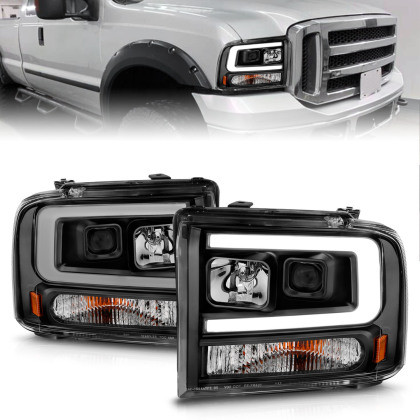 Anzo - 0505 Excursion/0507 F250/f350/f450/f550 Projector Headlights W/light Bar Black Housing - 111551