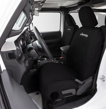 Covercraft Industries - 18c Wrangler Endura Jeep Logo Seatsaver Custom Second Row Seat Covers Black - SSJ8539FJ11WFBK