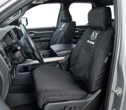 Covercraft Industries - 19c Ram Endura Ram Logo Seatsaver Custom Second Row Seat Covers Black - SSR7527FR11WFBK