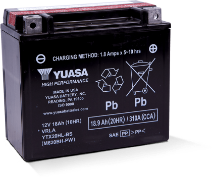 Yuasa Battery - Ytx20hlbspw  High Performance 12 V Agm Battery (w/bottle Of Acid/pwd Plastic Sp) - M620BH-PW