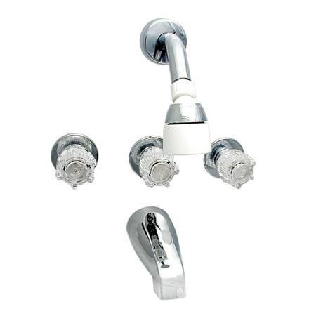 Valterra - Tub/shower Faucet Shower Head Kit 8in 3 Knob Brass Chrome - PF214307
