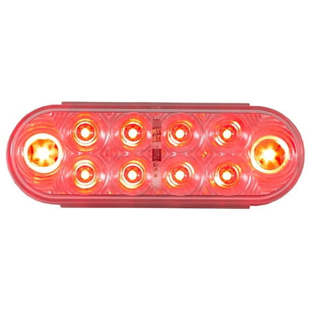 Buyers - 6 Inch Oval Stop/turn/tail Light With 10 Red Leds Clear Lens - 5626553