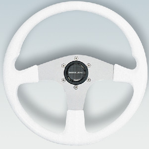 Uflex - Corse Steering Wheelwhite Grip With Silver Spokes 13.8in(350 Mm) - CORSE-W/S
