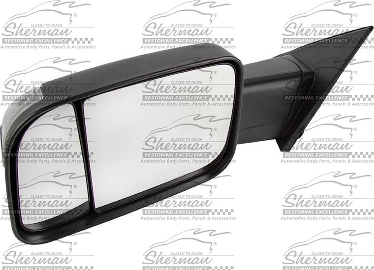 Sherman Parts - Lh Mirror Otr Rear View W/towing Pkg; W/o Blind Spot Detection; Black Trim Ram 1500 19c - CH150019-300L