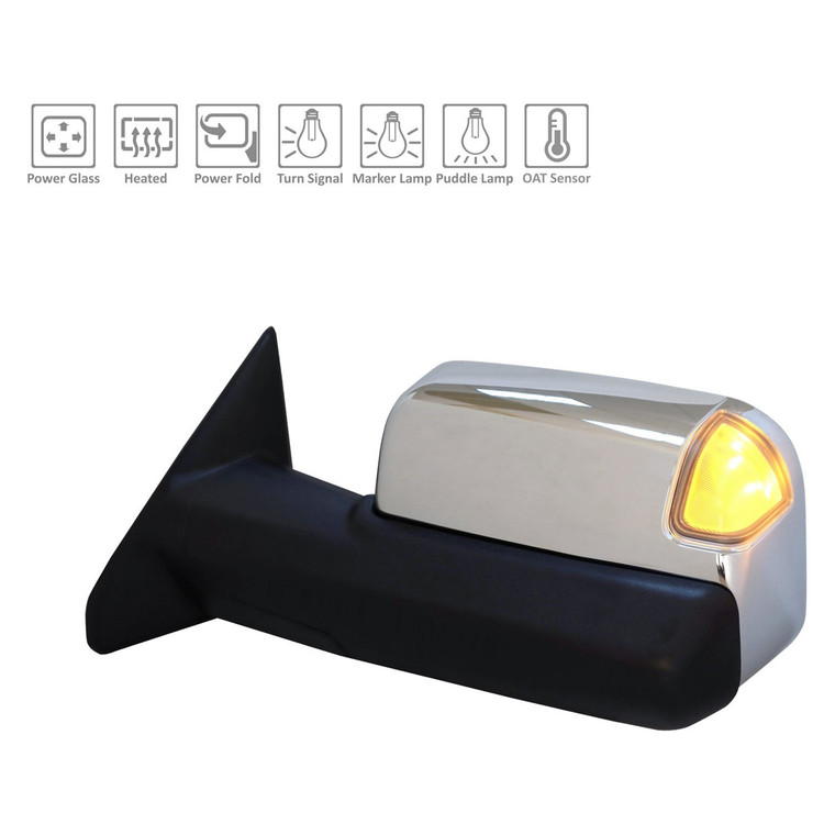 Sherman Parts - Lh Mirror Outside; W/towg Pkg; W/o Blind Spot Sensor; W/o Surround View; W/o Mem; Chr 25/3500 1921 - CH250019B-300L