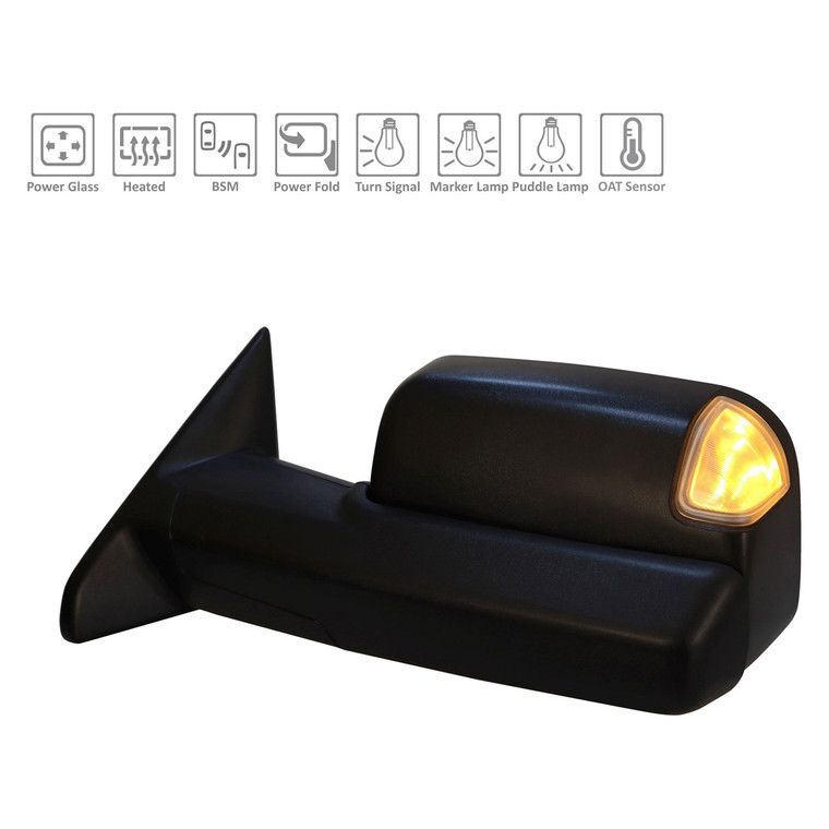 Sherman Parts - Lh Mirror Otr Rr View; W/twg Pkg; W/blnd Spot Sensr; W/o Surround View; W/o Mem; Blk 25/3500 1921 - CH250019C-300L