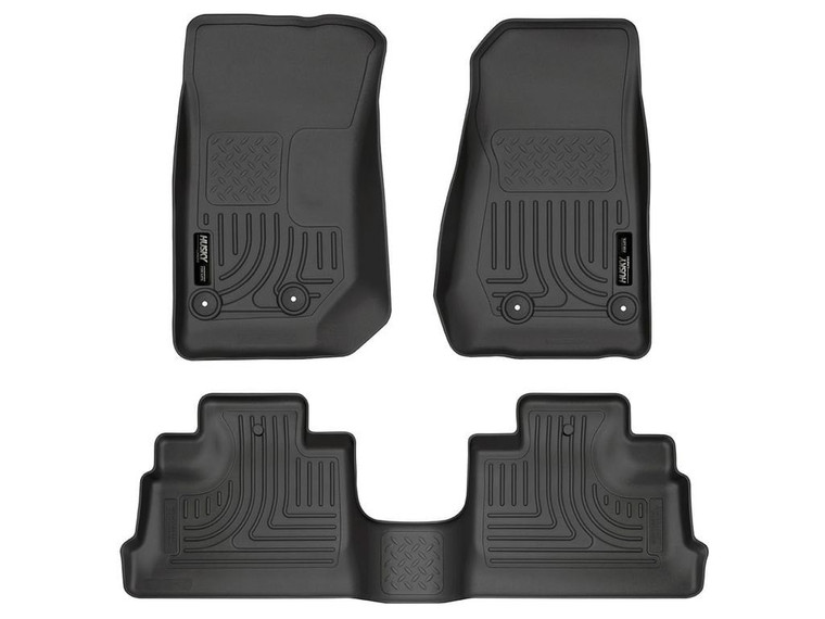 Husky Liner - 0718 Wrangler Jk Unlimited 4dr Weatherbeater Front & 2nd Row Floor Liner Black - 93971