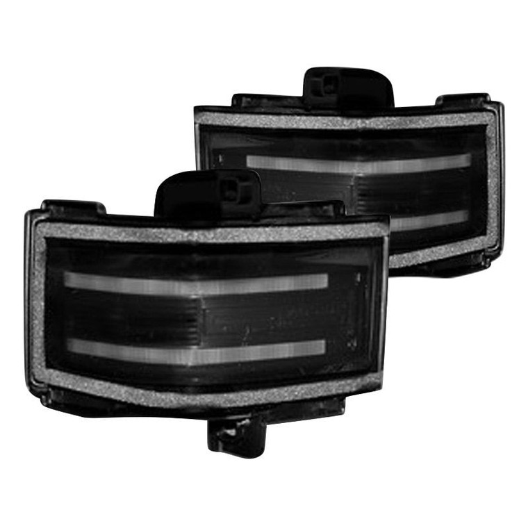Recon Truck Accessories - 1725 F250/f350/f450/f550 Sd Side Mirror Lens W/amb Led Run Light/amb Flash Led Ts/white Led Spot - 264245AMBK