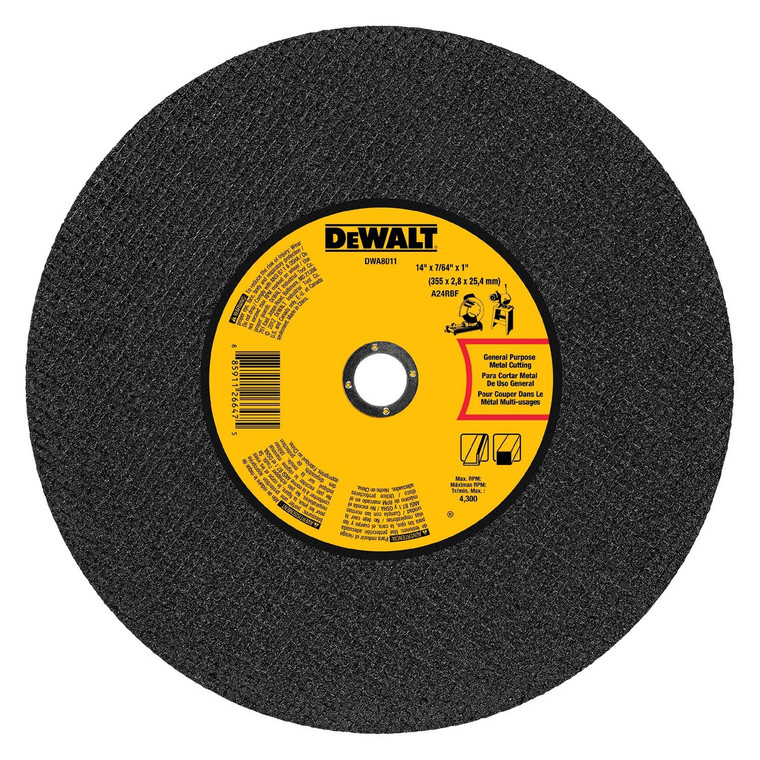 DeWalt Tools - 14 X 7/64 X 1in Type 1 Metal Fast Cutting Chop Saw Wheel - DWA8011