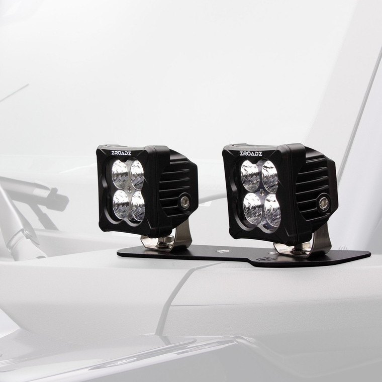 Zroadz - 2122 Bronco A Pillar Led Bracket To Mount(4)3in Zroadz Or Similar Led Pod Lights & Wiring Harness - Z365401-KIT4