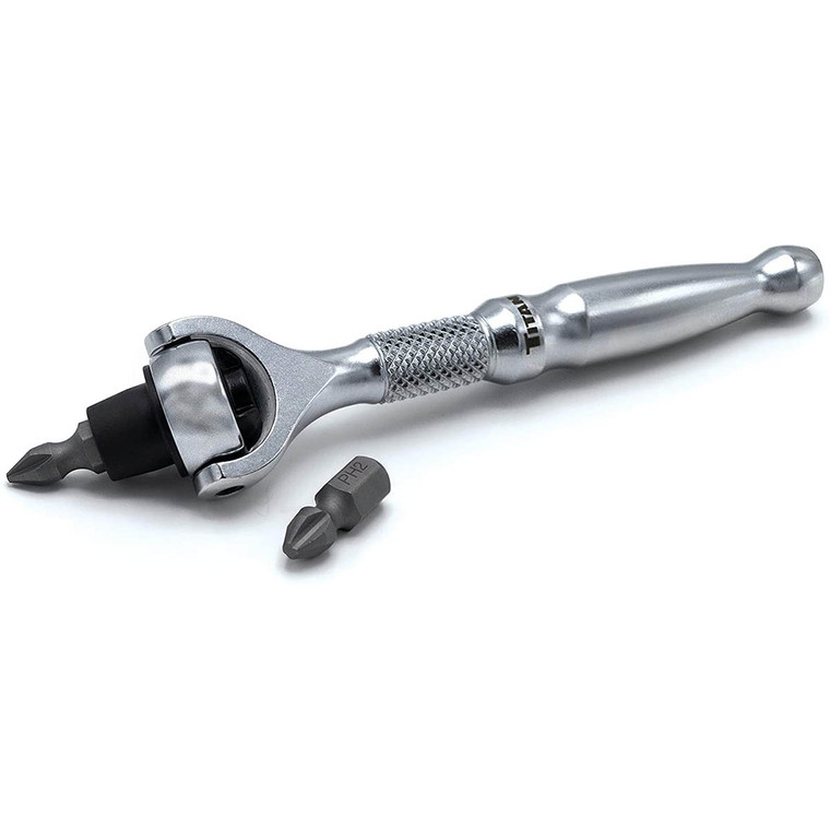 Titan 1/4" Drive Aluminum Swivel Head Micro Ratchet Bit Driver Silver - 11318