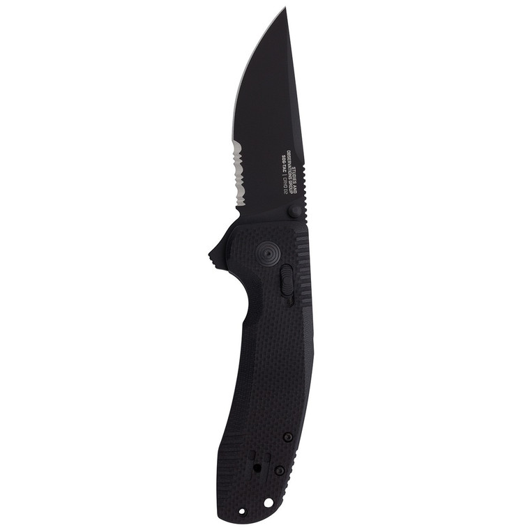 SOG SOG-TAC XR Serrated 3.39" Folding Pocket Knife (Blackout) - 12-38-03-41