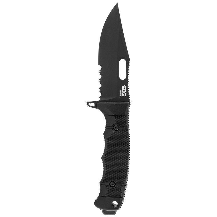 SOG SEAL FX Partially Serrated 4.3" Fixed Blade Knife (Black) - 17-21-01-57