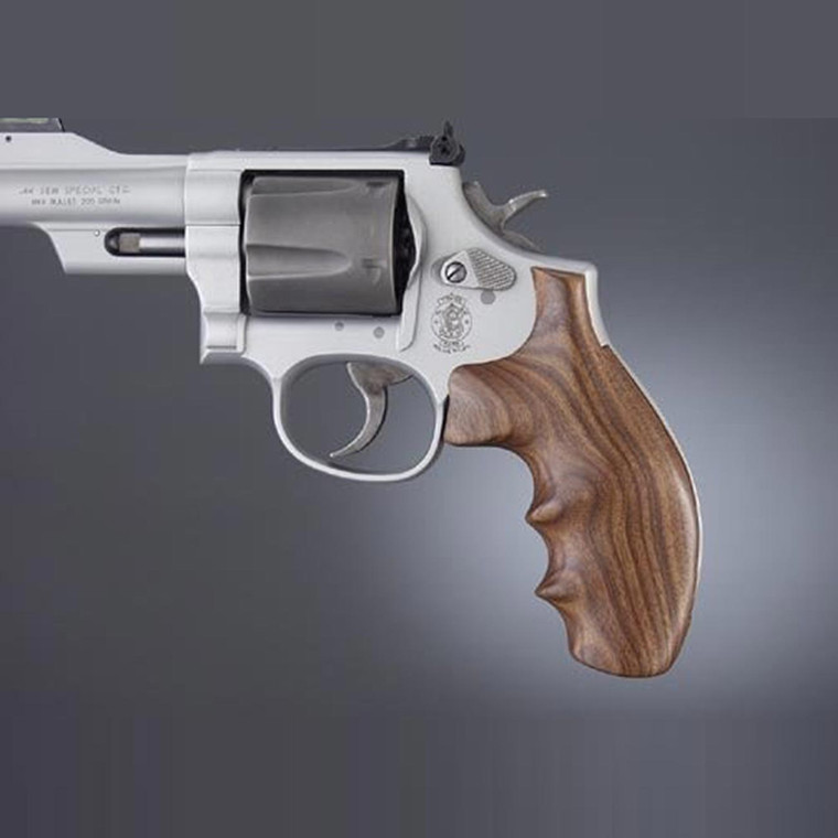 Hogue S&W K & L Frame Pau Ferro Wood Grips with Finger Grooves (Brown) - 19300