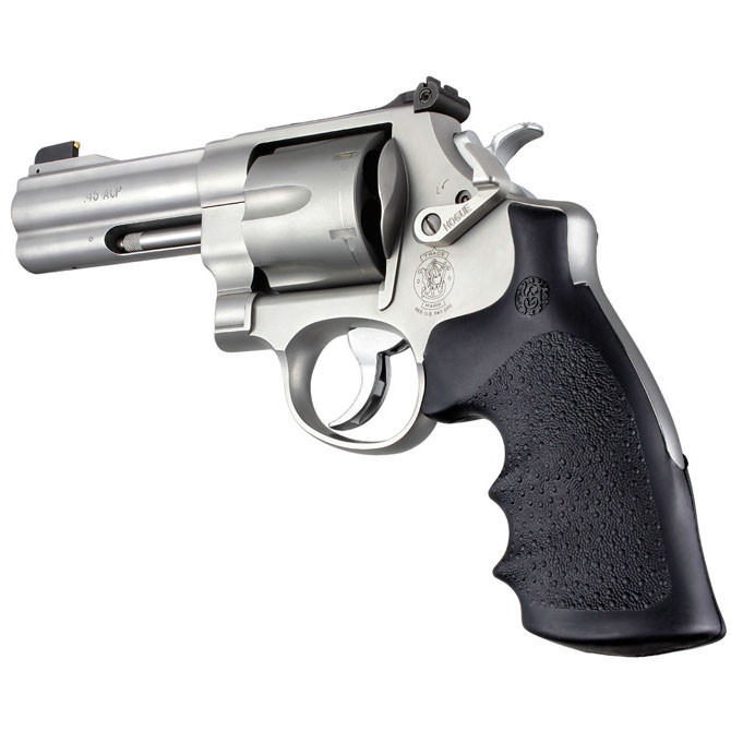 Hogue Round Butt Rubber Conversion Style Grips for S&W N-Frame Revolvers (Black) - 25002