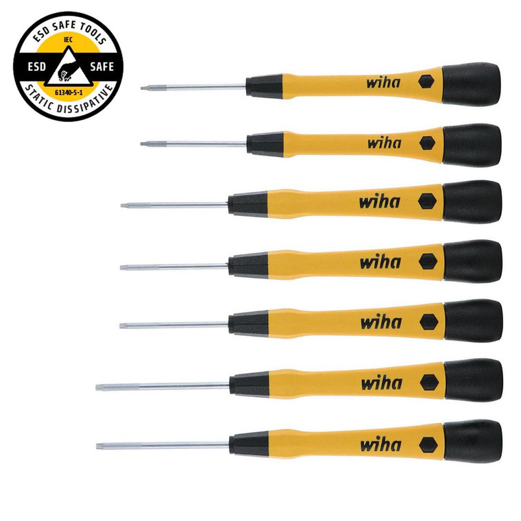 Wiha ESD Safe PicoFinish Precision Torx Screwdriver Set - 7 Piece Set - 27892