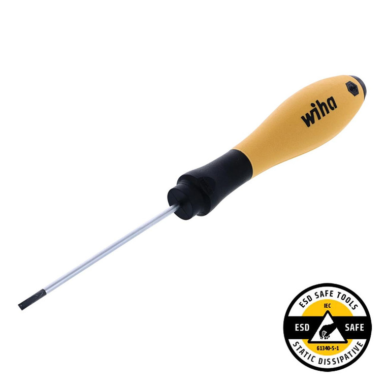 Wiha ESD Safe SoftFinish Slotted Screwdriver: 2.5 x 75mm - 30240
