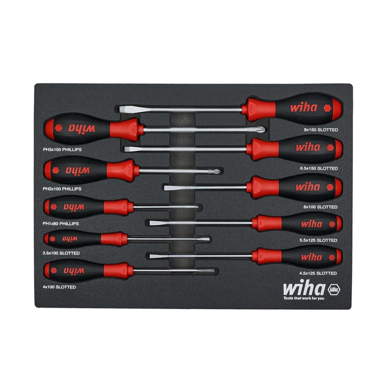 Wiha SoftFinish Cushion Grip Screwdriver Tray Set (10-Piece) - 30280
