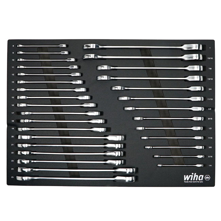Wiha Ratcheting Wrench Tray Set - SAE and Metric (31-Piece) - 30392