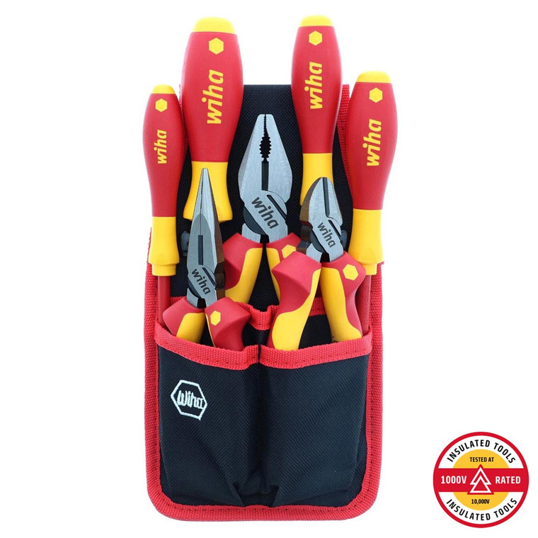 Wiha Insulated Industrial Pliers and Screwdriver Set - 7 Piece Set - 32985