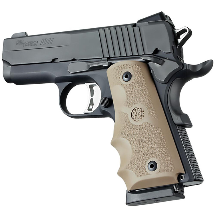 Hogue 1911 Officers Model Rubber Grip with Finger Grooves (FDE) - 43003