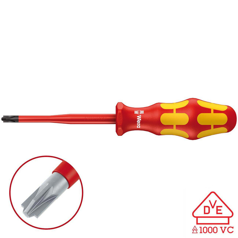 Wera VDE Insulated Screwdriver: Phillips/Slotted PH/S #2 x 100mm (Reduced Shaft Diameter) - 5006456001