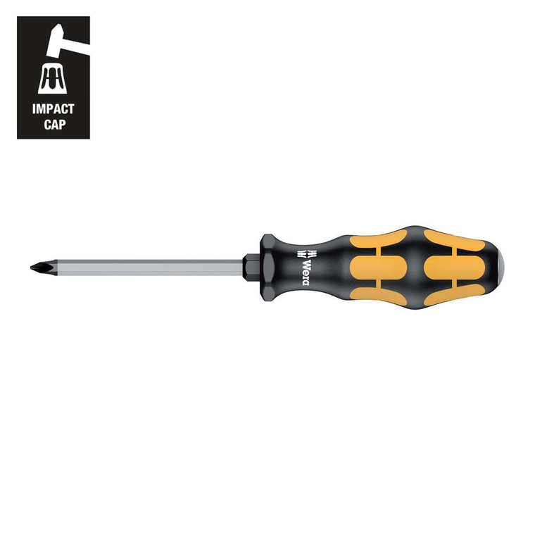 Wera Chiseldriver Screwdriver: Pozidriv PZ #2 x 100mm (with Impact Cap) - 5017052001