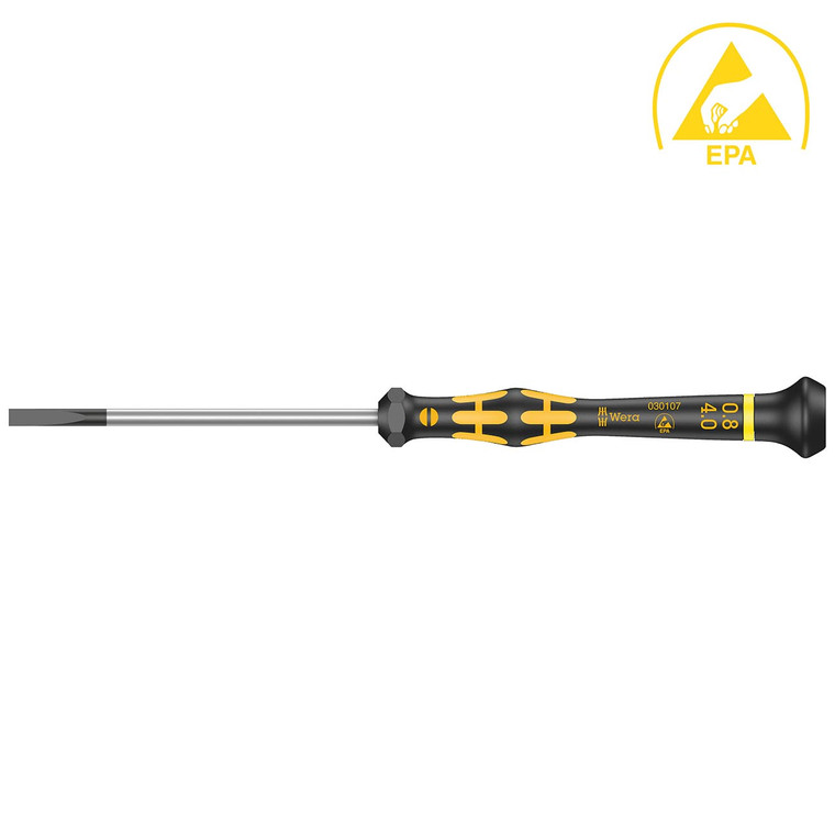 Wera ESD-Safe Kraftform Micro Screwdriver - Slotted 4.0 x 80mm - 5030107001