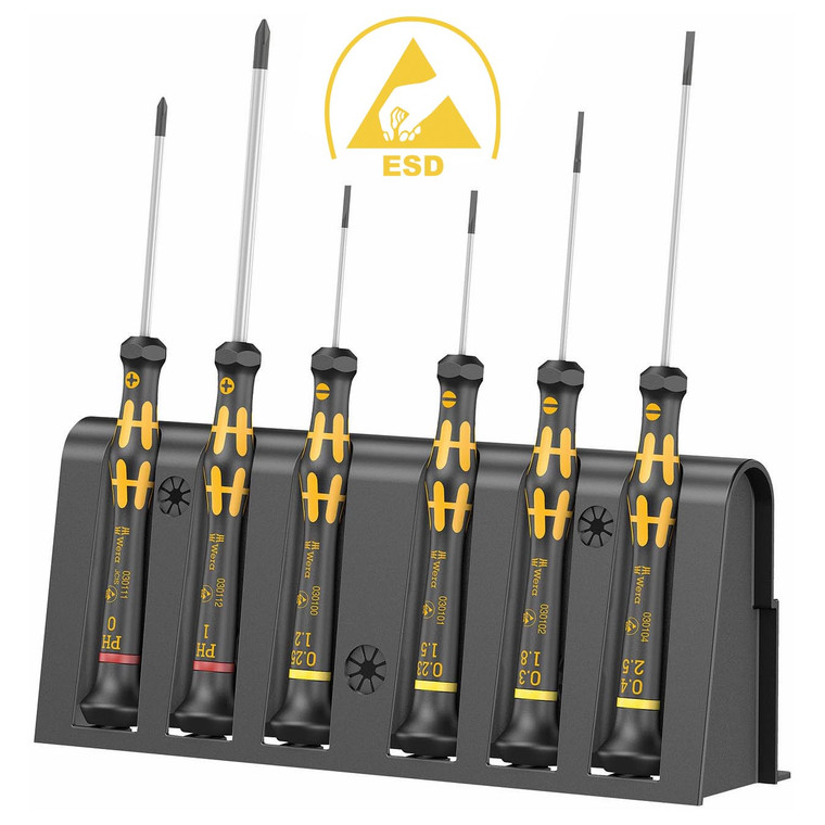 Wera ESD-Safe Micro Precision Screwdriver Set and Rack (6 Piece) - 5030170001