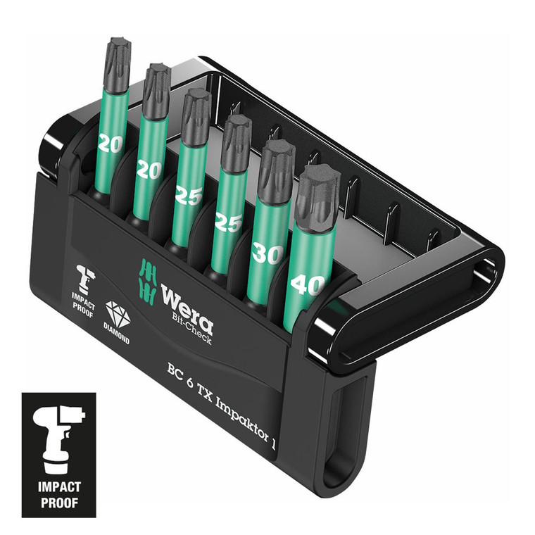 Wera 1/4" Drive TORX 'Impact Ready' Bit Set and Carrying Case (6 Piece) - 05 0576930 01