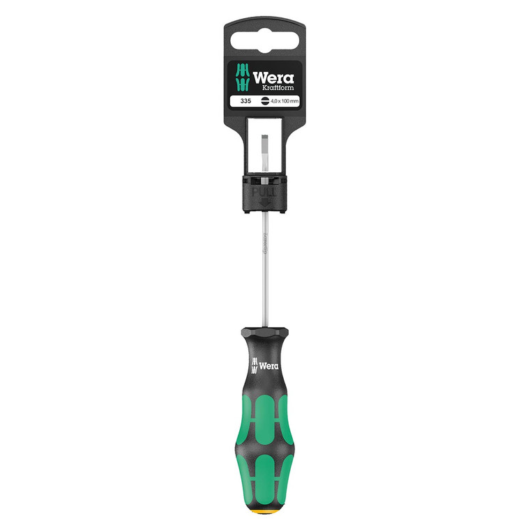Wera Screwdriver: Slotted 4.0 mm x 100 mm LaserTip (On Hang-Tag) - 5100043001