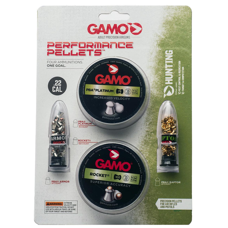Gamo .22cal Assorted Performance Pellets Combo Pack (225 Count) - 63209285554