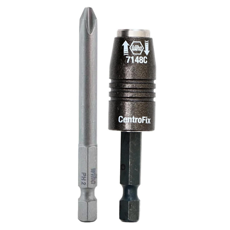 Wiha CentroFix 1/4" Quick Release Bit Holder with Bit Phillips #2 - 71480