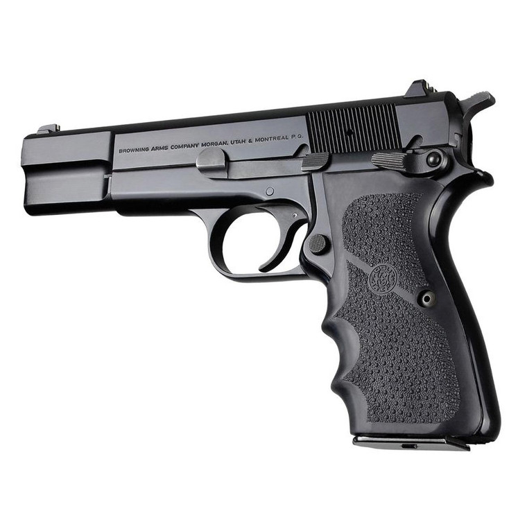 Hogue Browning Hi-Power Rubber Grip Finger Grooves (Black) - 9000