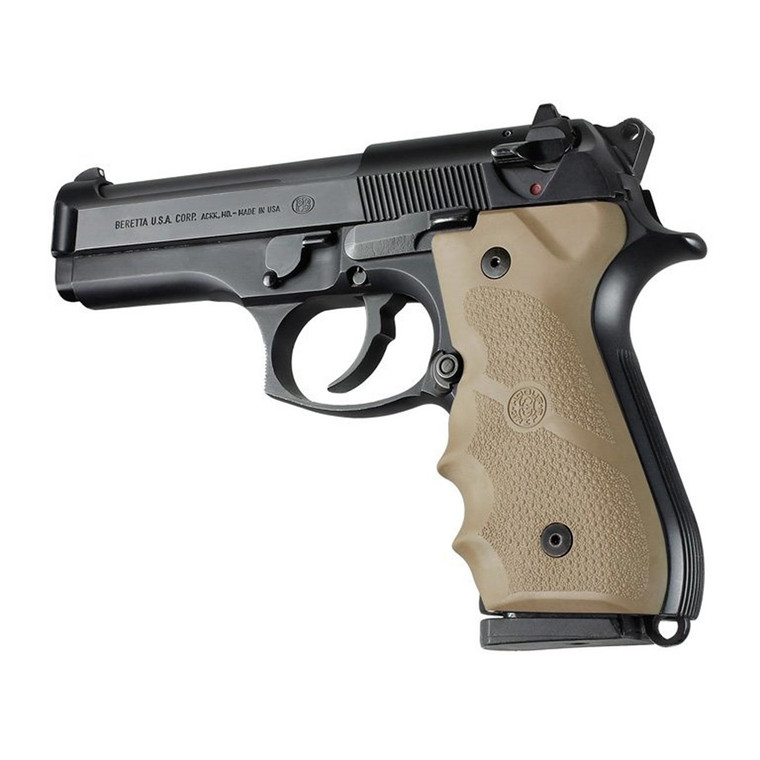 Hogue Beretta 92/96 Series OverMolded Rubber Grips with Finger Grooves (Flat Dark Earth) - 92003