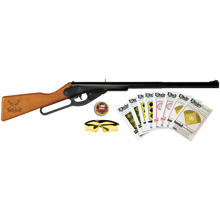 Daisy Buck 4105 Lever Action Spring Air BB Rifle with Shooting Kit - 994105403