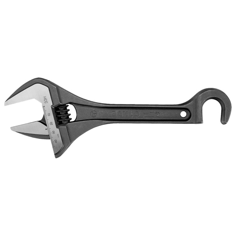 Bahco 10" Wide Jaw Adjustable Wrench with Valve-Persuader Hook - BAH33HRUS