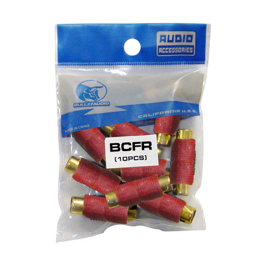 RCA COUPLER;FEMALE;RED; BULLZ AUDIO; 10/BAG - BCFR